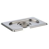 APS 81595 GN 1/9 deksel met lepeluitsparing, roestvrij chroom-nikkel roestvrij staal, afmetingen 105 x 175 mm/hoogte 25 mm