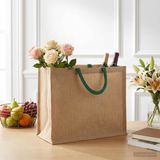 vidaXL Jute Handtassen Natuurlijk en Groen 42 x 33 x 19 cm