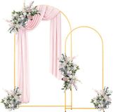VEVOR Metalen Trouwboog, Set van 2 (2,2 M en 1,8 M), Achtergrondstandaard, Goudkleurige Ballonnenboog voor Bruiloften, Verjaardagsfeesten, Diploma-Uitreikingen, Festivals en Ceremoniedecoraties