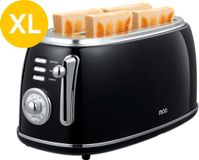 MOA Retro Broodroaster - Toaster voor 4 Sneden - Extra Brede Sleuven - 6 Warmteniveaus - BPA Vrij - 1500W - Zwart