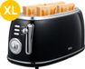 MOA Retro Broodroaster - Toaster voor 4 Sneden - Extra Brede Sleuven - 6 Warmteniveaus - BPA Vrij - 1500W - Zwart