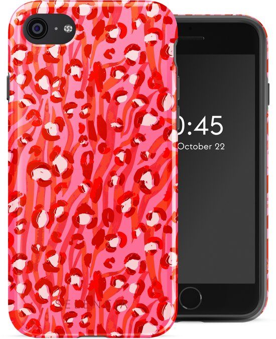 Selencia Hoesje - Geschikt voor Apple iPhone SE (2022) / SE (2020) / 8 / 7 / 6s / 6 - Backcover - Wild Spots Lipstick