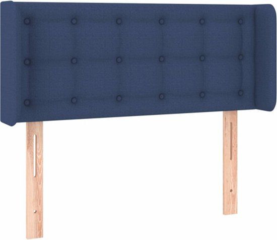 vidaXL Hoofdbord met randen 93x16x78/88 cm stof blauw