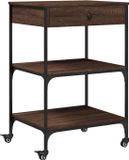 vidaXL Keukentrolley - 60x48x89,5 cm - bewerkt hout - bruin eikenkleurig
