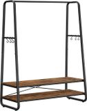 VASAGLE kapstok zware kleerhanger met 2 planken, 6 S-haken en stalen frame voor slaapkamer, industrieel, rustiek bruin en zwart