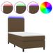 vidaXL Boxspring met Matras en LED Stof Donkerbruin 90x200 cm