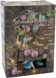 Svenska Living Fil de lumière - 20 boules de Noël colorées - Blanc chaud - 120 cm
