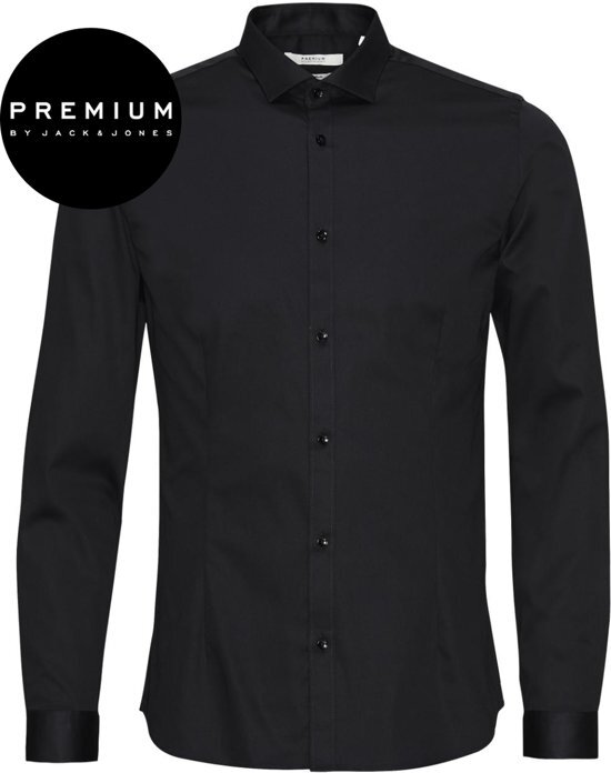 Jack & Jones Jack and Jones Premium Heren Overhemd Parma Zwart Satijn Super Slim Fit