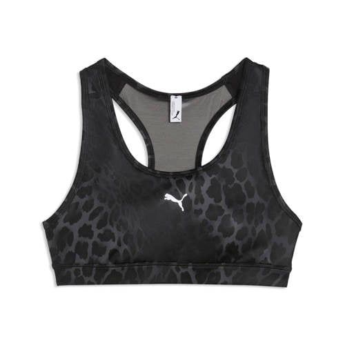 Puma sport-bh medium support met panterprint - zwart