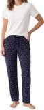 Schiesser Dames pyjama Mix & Relax donkerblauw / crème