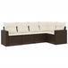 vidaXL 6-delige Loungeset met Kussens Poly Rattan Bruin