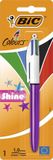 BIC 4 Colours Shine balpen, intrekbaar, medium punt (1,0 mm) - verschillende metallic lichamen, 1 blisterverpakking