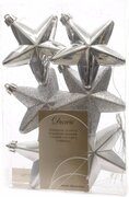 - Kerstboom decoratie sterren zilver 6 stuks 7 cm