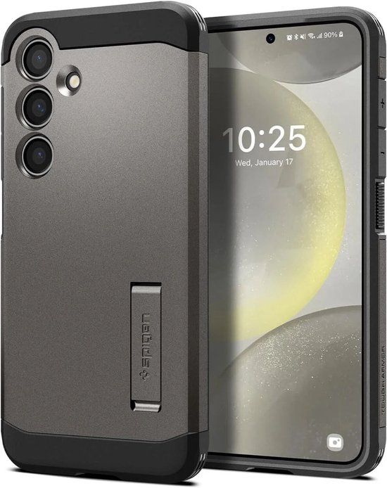Spigen Tough Armor Hoesje Geschikt voor Samsung Galaxy S24 - Back Cover met Kickstand Gunmetal