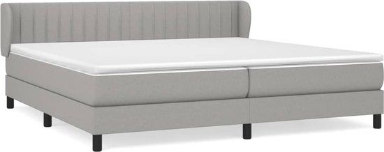 vidaXL Boxspring met matras stof lichtgrijs 200x200 cm