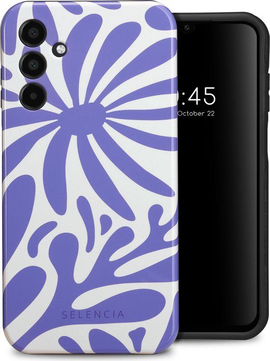 Selencia Hoesje Samsung Galaxy A15 (5G/4G) - Vivid Backcover - Modern Bloom Sapphire Blue