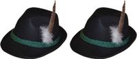 Merkloos Tiroler verkleed hoedje voor volwassenen - 2x - zwart - Oktoberfest - Alpenhoedje/jagershoedje