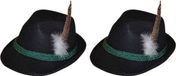 Merkloos Tiroler verkleed hoedje voor volwassenen - 2x - zwart - Oktoberfest - Alpenhoedje/jagershoedje