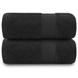 GC GAVENO CAVAILIA 700 g/m² badlakens - grote badhanddoeken - set van 2 handdoeken van Egyptisch katoen - sneldrogende handdoeken - zacht aanvoelende handdoeken - zwart - 90 x 140 cm