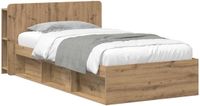 vidaXL Bedombouw met opslag Artisanaal eiken 90 x 200 cm Bewerkt hout