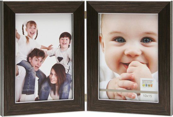 Deknudt Frames Tweeluik bruin verticaal fotomaat 15x20 cm