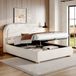 HAUSS SPOLE Lit rembourré 160x200cm - Sans matelas - Lit deux personnes avec rangement hydraulique et sommier à lattes - Bouclé - Blanc