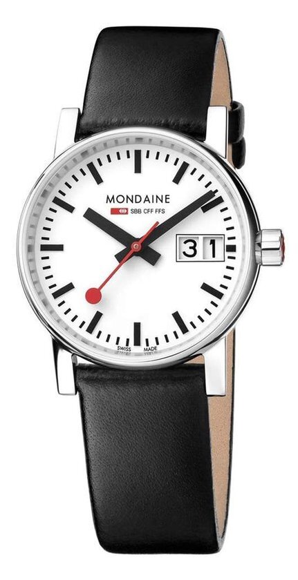 Mondaine Evo2 MSE.30210.LB Polshorloge - Leer - Zwart - Ã˜ 30 mm