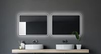 Talos Led-badkamerspiegel 80 x 60 cm, geschikt voor vochtige ruimtes, mat zwart aluminium frame, wandspiegel, lichtframe