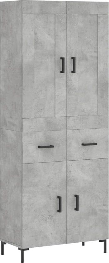 vidaXL Hoge Kast 69,5x34x180 cm Bewerkt Hout Betongrijs