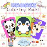 KAWAII COLORING BOOK: Learn animal names in Spanish and English