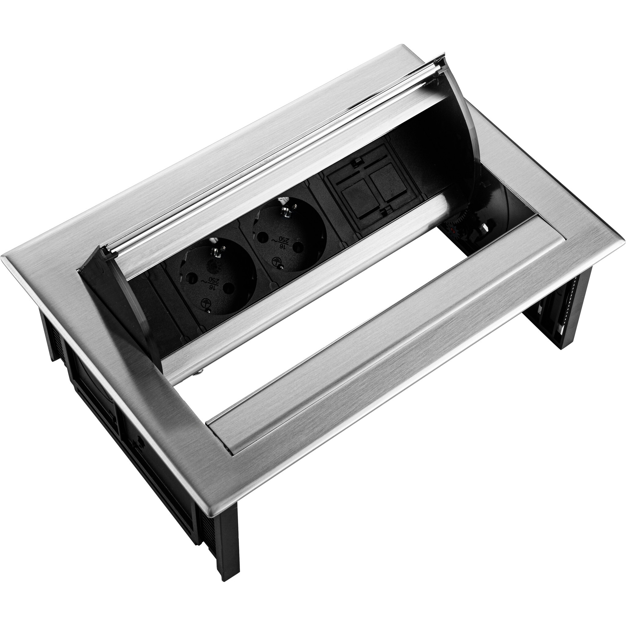 Ergopro Desk In - 2x power & keystone zilvergrijs