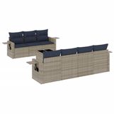 vidaXL - 8-delige tuinbankset met kussens, grijs polyrotan
