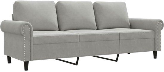 vidaXL Driezitsbank 180 cm Fluweel Lichtgrijs