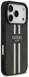 Guess Hoesje geschikt voor Apple iPhone 17 Pro - 4G Printed Stripes Hard Case Back Cover - Geschikt voor MagSafe - Zwart