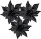Cosy&Trendy Cosy and Trendy Black Glitter Flower Christmas Tree Decorations on Clip - 8 cm