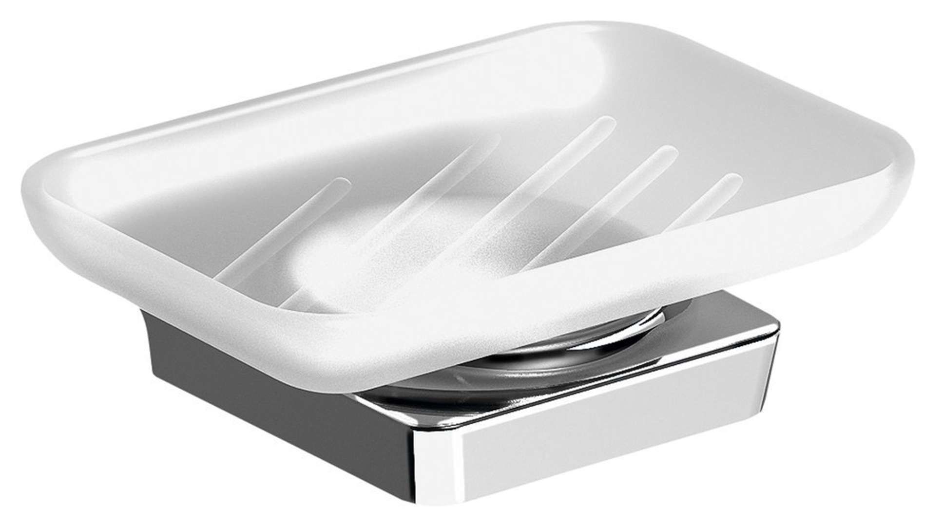 Sapho Zen - Zeepschaal met houder - Melkglas/Chroom - 161003