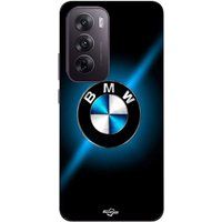 BMW Coque Pour Oppo Reno 12 5G Logo Noir et Bleu Brillant Maniacase