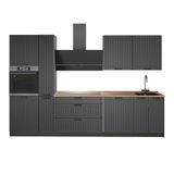 Vicco Complete keukeneenheid Fame-Line, Donkergrijs/Antraciet, 310 cm, WB Eik