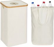 Relaxdays Statiegeld prullenbak - 100 liter - met deksel en tas - beige