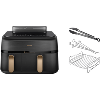 Philips 5000 Series Dual Basket Airfryer NA552/00 + Double Layer Cooking Set
