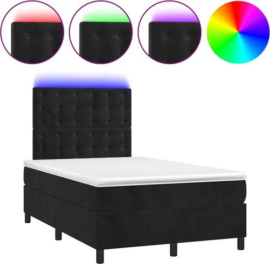 vidaXL Boxspring met matras en LED fluweel zwart 120x190 cm