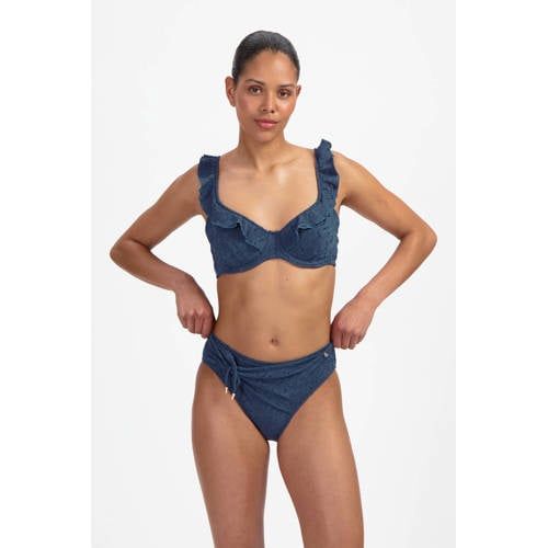 Beachlife niet-voorgevormde beugel bikinitop broderie anglaise donkerblauw