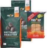 fire up BBQ starterspakket - houtskool briketten 10 kilo - barbecue aanmaakblokjes 28x