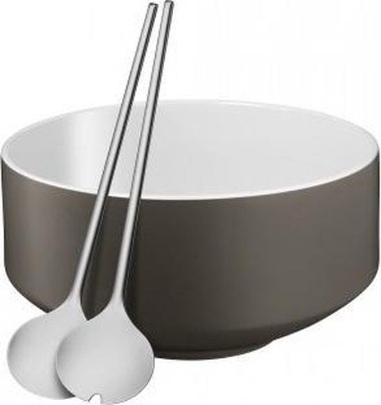 WMF Satin Vigo Saladeschalen - 3 delig - Lava Grey - Porselein - Grijs - Rond