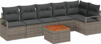 vidaXL Tuinbank Set 7-delig Grijs Polyrotan