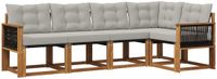 vidaXL - Hoek loungeset - 5 zitplekken - Naturel en lichtgrijs - Acacia hout