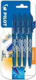Pilot Frixion Ball - Uitwisbare Rollerballpen - Blauw - 4 Stuks