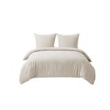 Beige Microfibre 4-Piece Duvet Cover Set 135 x 200 cm