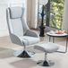 FloraGrace Fauteuil – 360° pivotant avec repose-pieds – Ergonomique et respirant – Pour salon ou chambre – Gris