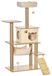 Poteau griffoir - 5+ niveaux - Bois - Plateaux - Hamac - Nichoir - Beige